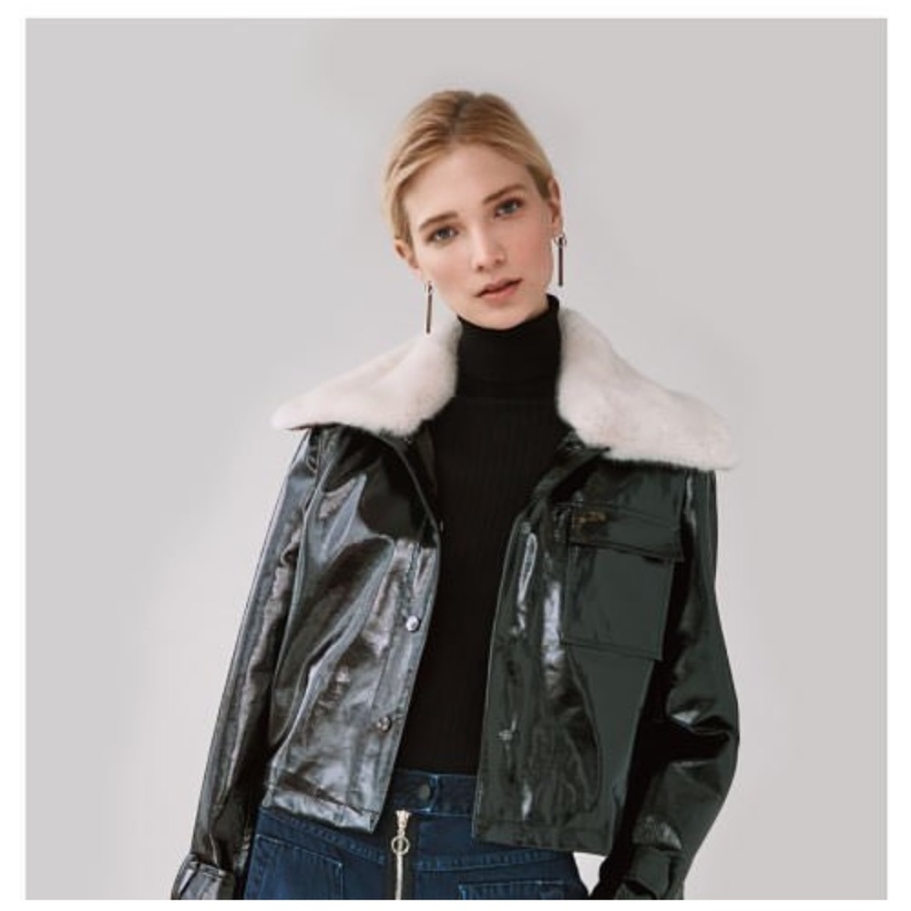 Ei8ht dreams patent leather jacket with fur